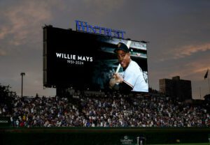 Willie Mays Displayed On Video Board As Tribute